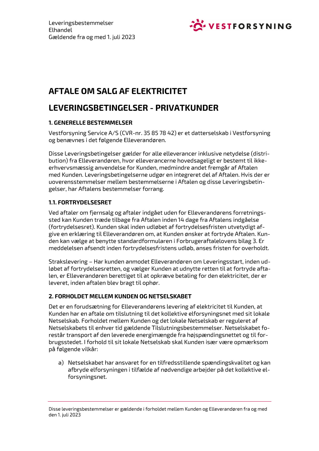 Leveringsbetingelser for el