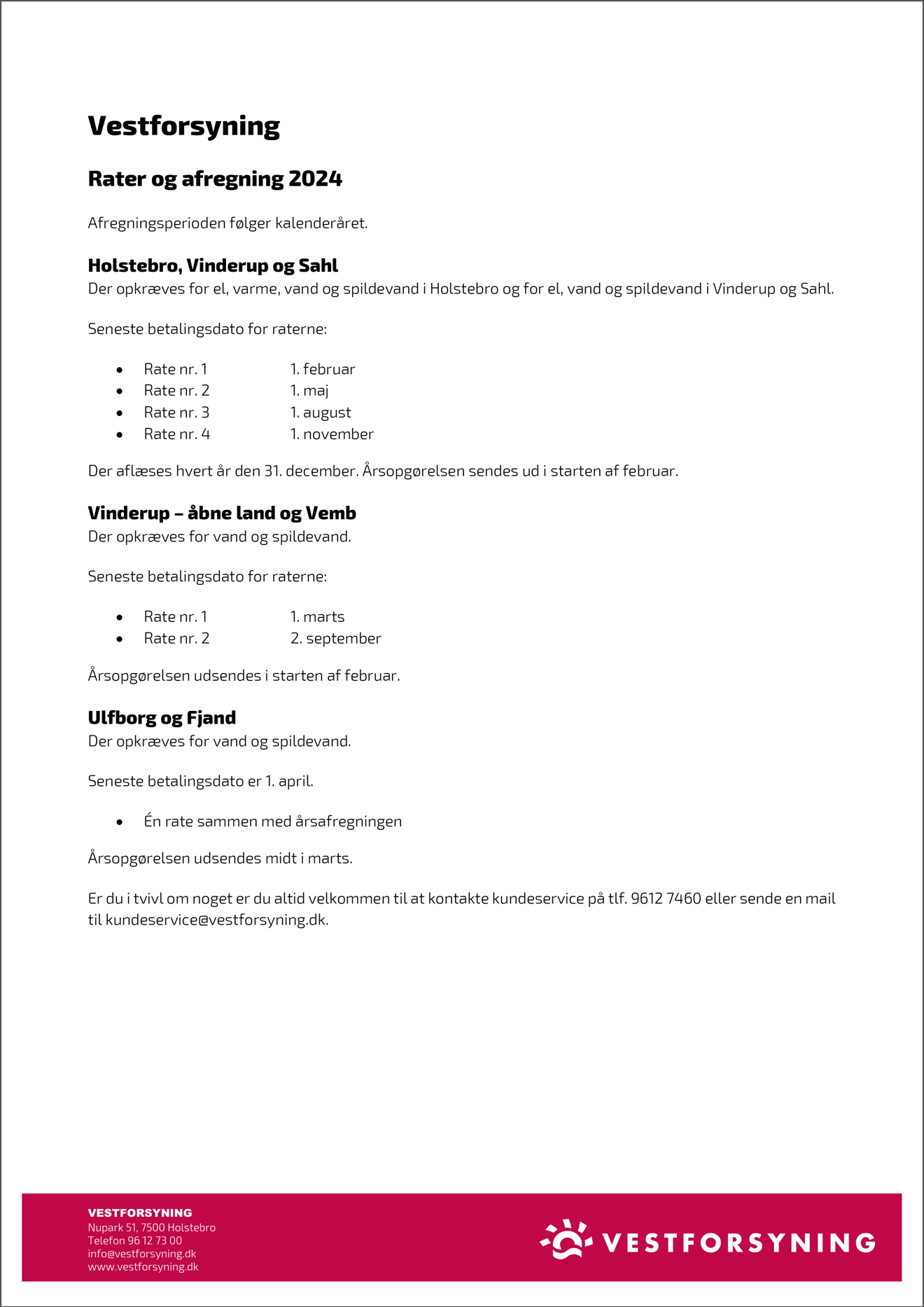 Rater og afregning 2025